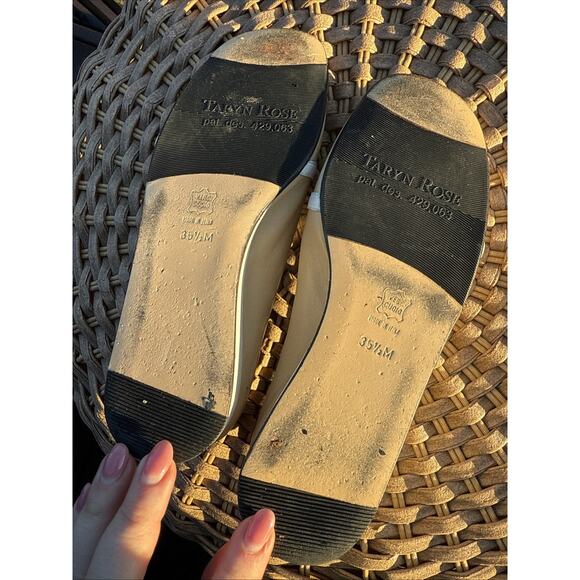 Taryn Rose shoesTan Genuine Leather US 5 Wedge Ballet Shoes 35.5 Made Italy - Picture 10 of 12